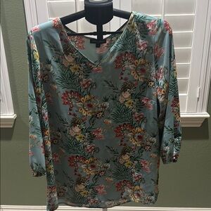 Mario Serrani Green Relaxed 3/4 Sleeve Blouse